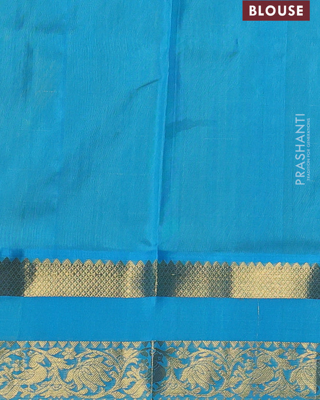 Venkatagiri silk saree lime yellow and teal blue with allover zari checks & buttas and rettapet zari woven border