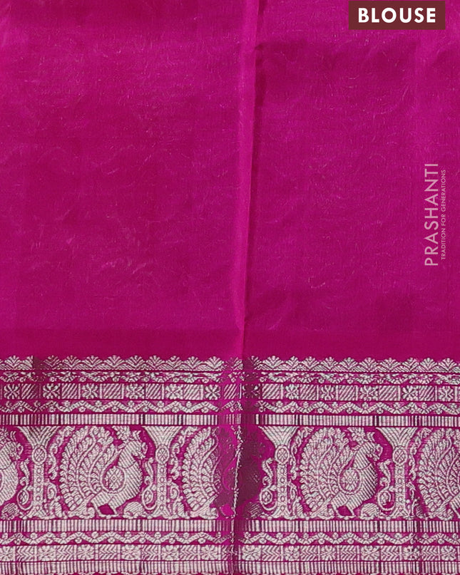Venkatagiri silk saree light pink and pink with silver zari woven buttas and silver zari woven border