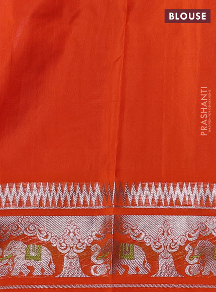 Venkatagiri silk saree light pink and dual shade of pinkish orange with silver zari woven buttas and rich zari woven border