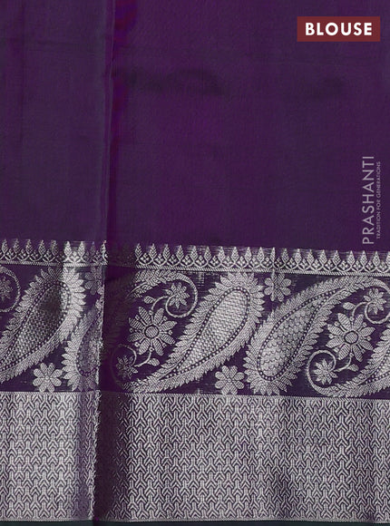 Venkatagiri silk saree dual shade of bluish green with silver zari woven buttas and rich zari woven border