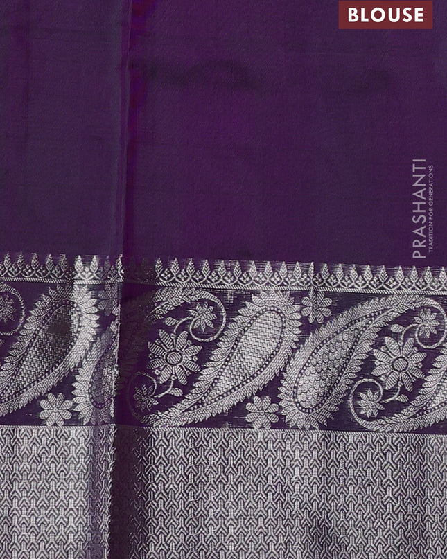 Venkatagiri silk saree dual shade of bluish green with silver zari woven buttas and rich zari woven border