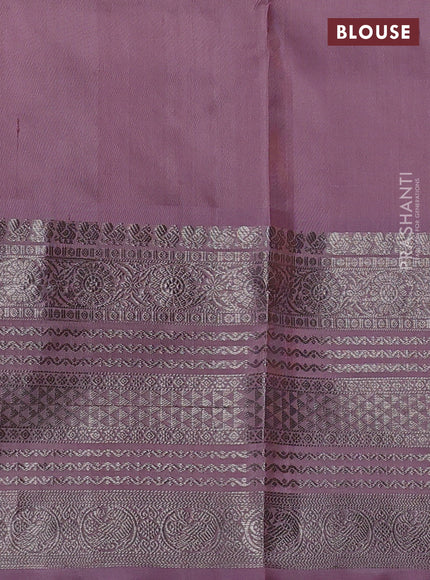 Venkatagiri silk saree pastel pink with allover silver zari weaves and long silver zari woven border
