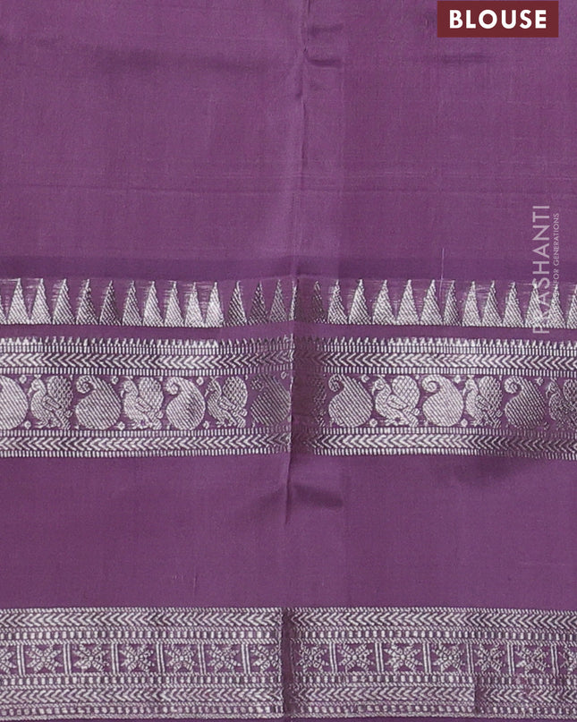 Venkatagiri silk saree pastel lavender with silver zari woven buttas and rich silver zari woven border