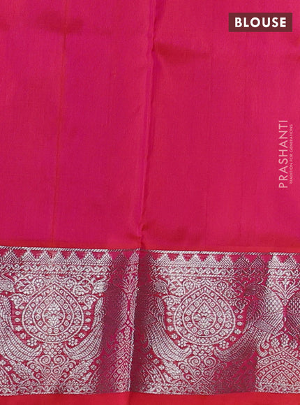 Venkatagiri silk saree dual shade of pink with allover silver zari weaves and rich silver zari woven border