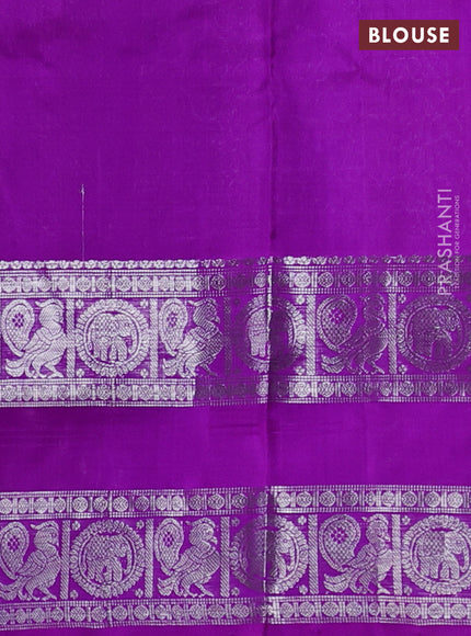 Venkatagiri silk saree lavender and purple with allover silver zari checks & buttas and rettapet silver zari woven border