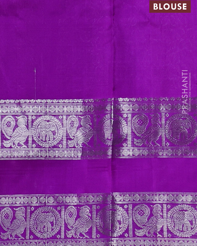 Venkatagiri silk saree lavender and purple with allover silver zari checks & buttas and rettapet silver zari woven border