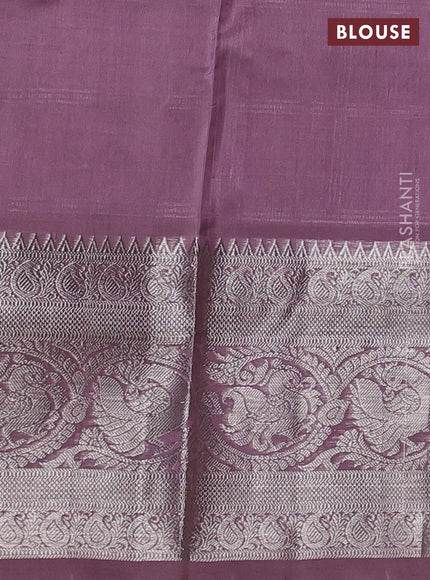 Venkatagiri silk saree pastel pink with allover silver zari checks & buttas and annam silver zari woven border