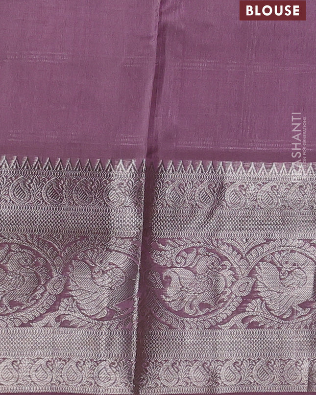 Venkatagiri silk saree pastel pink with allover silver zari checks & buttas and annam silver zari woven border
