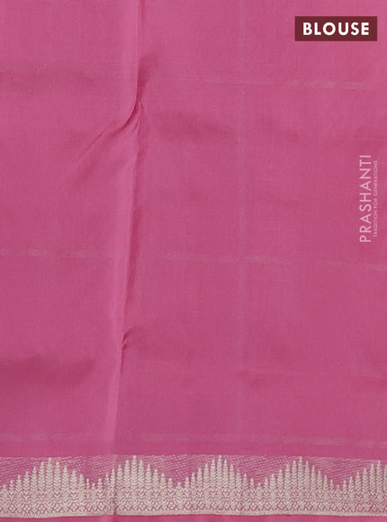 Venkatagiri silk saree light pink with allover silver zari weaves and zari woven border