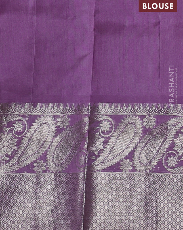 Venkatagiri silk saree lavender with silver zari woven buttas and rich silver zari woven border