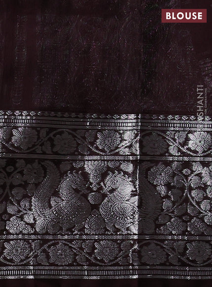 Venkatagiri silk saree coffee brown with allover silver zari weaves and long silver zari woven border