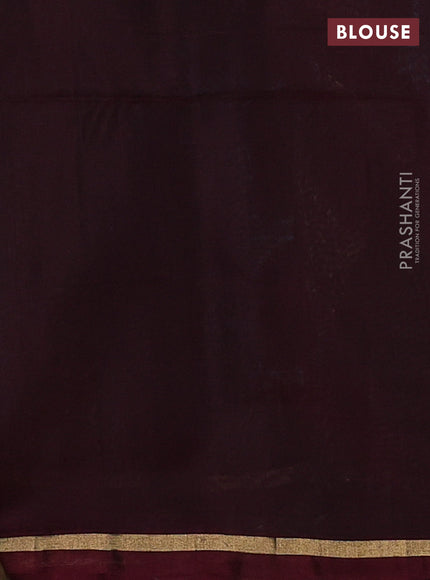 Kora silk cotton saree teal blue and deep maroon with thread & zari woven buttas and zari woven border