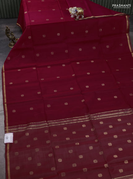 Kora silk cotton saree pink with zari woven buttas and zari woven border