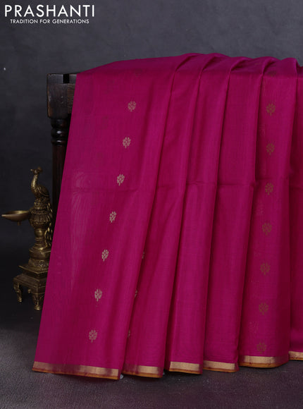 Kora silk cotton saree pink and dark mustard with zari woven buttas and zari woven border