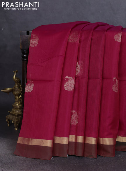 Kora silk cotton saree pink and green with zari woven buttas and zari woven simple border