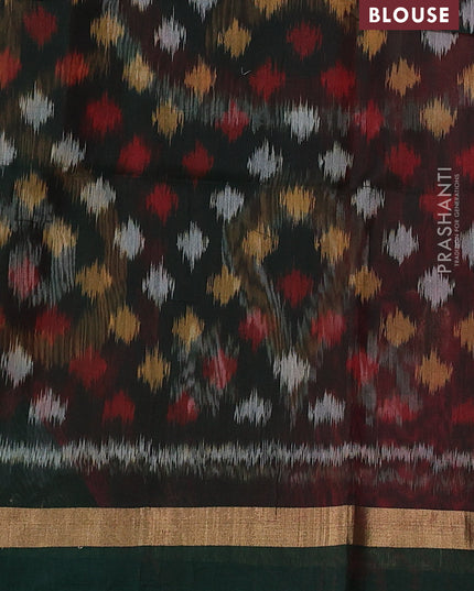 Kora silk cotton saree pink and green with zari woven buttas and zari woven simple border