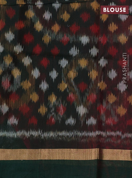 Kora silk cotton saree pink and green with zari woven buttas and zari woven simple border