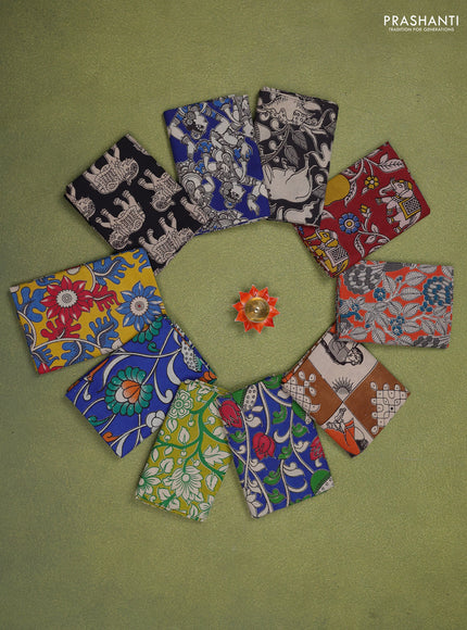 Kalamkari cotton blouse bit multi colour and Pack of 10