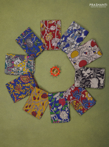Kalamkari cotton blouse bit multi colour and Pack of 10