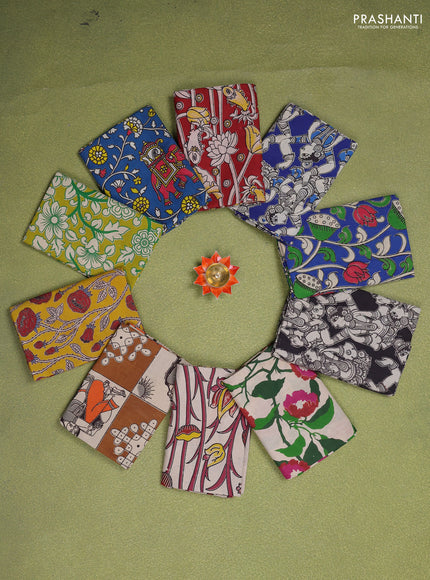 Kalamkari cotton blouse bit multi colour and Pack of 10