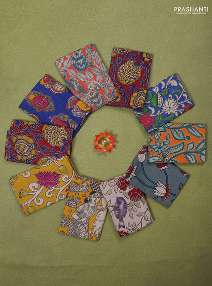 Kalamkari cotton blouse bit multi colour and Pack of 10
