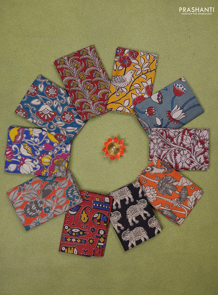 Kalamkari cotton blouse bit multi colour and Pack of 10