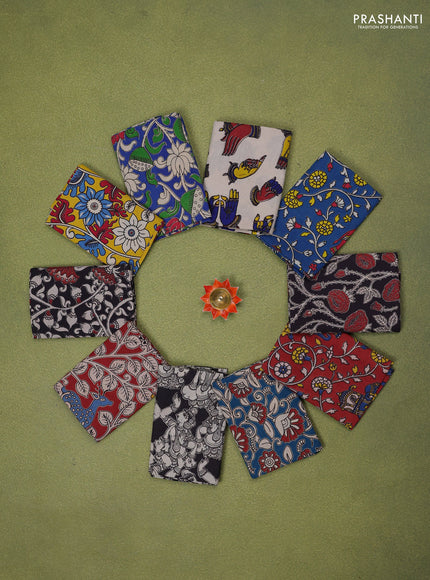 Kalamkari cotton blouse bit multi colour and Pack of 10