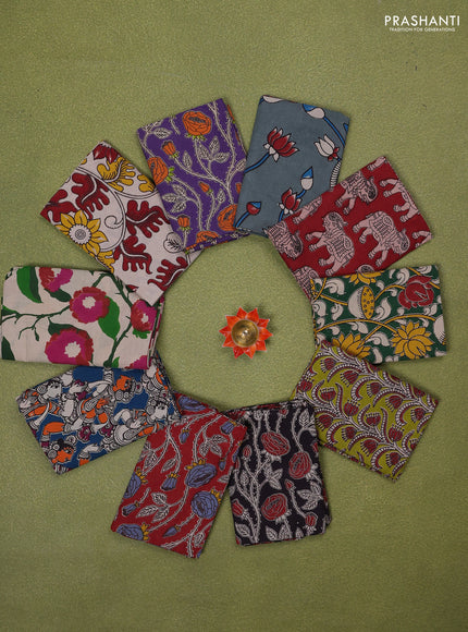 Kalamkari cotton blouse bit multi colour and Pack of 10