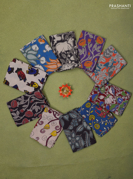 Kalamkari cotton blouse bit multi colour and Pack of 10