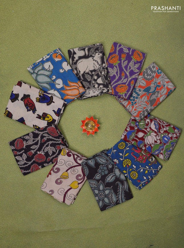 Kalamkari cotton blouse bit multi colour and Pack of 10