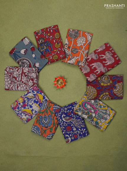 Kalamkari cotton blouse bit multi colour and Pack of 10