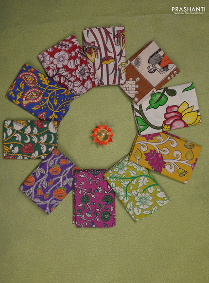 Kalamkari cotton blouse bit multi colour and Pack of 10
