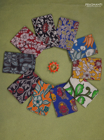 Kalamkari cotton blouse bit multi colour and Pack of 10