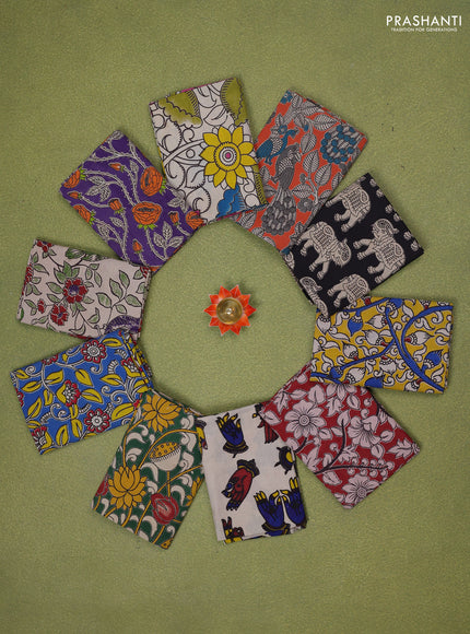 Kalamkari cotton blouse bit multi colour and Pack of 10