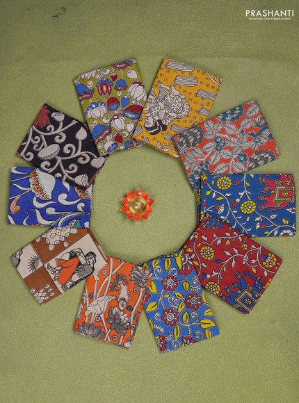 Kalamkari cotton blouse bit multi colour and Pack of 10