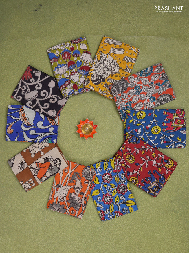 Kalamkari cotton blouse bit multi colour and Pack of 10