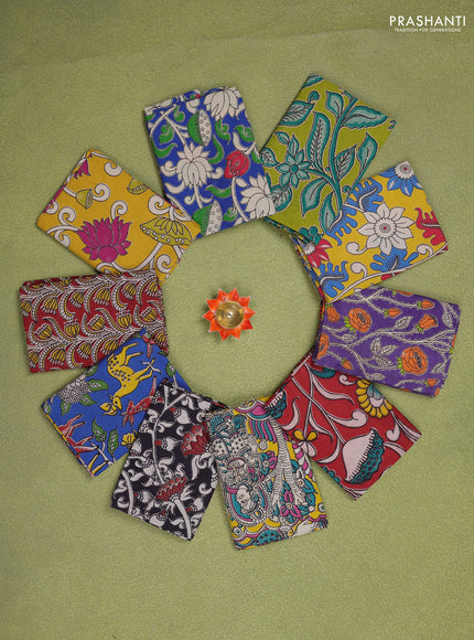 Kalamkari cotton blouse bit multi colour and Pack of 10