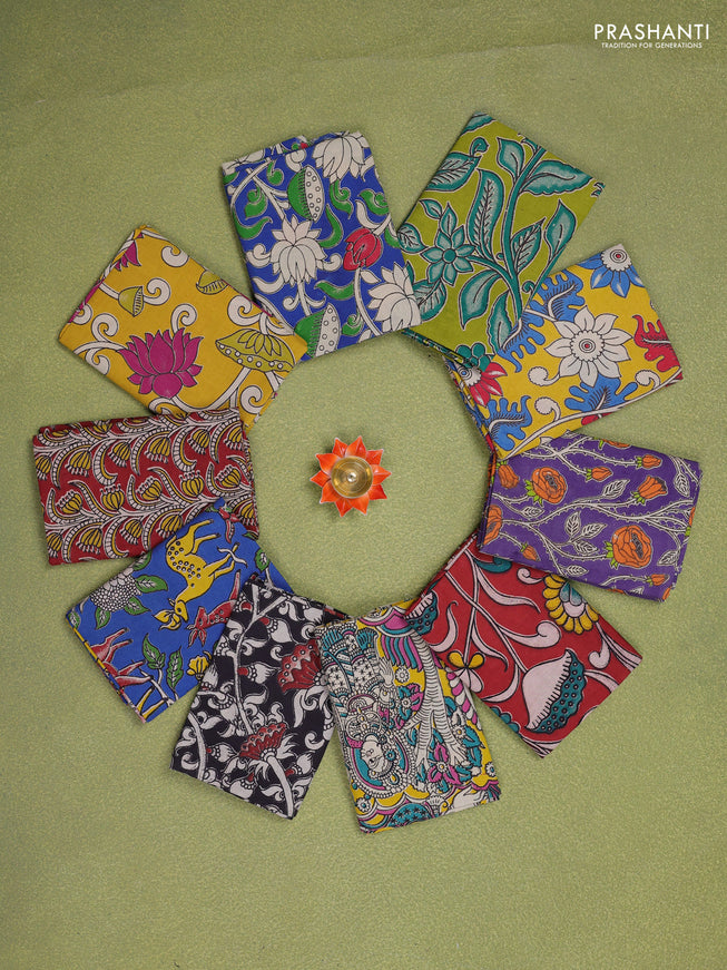 Kalamkari cotton blouse bit multi colour and Pack of 10