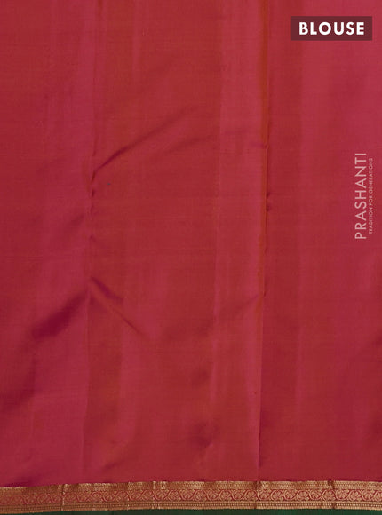 Pure kanchipuram silk saree yellow and dual tone pink with zari woven buttas and zari woven border