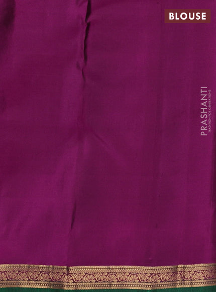 Pure kanchipuram silk saree black and purple with zari woven buttas and zari woven border