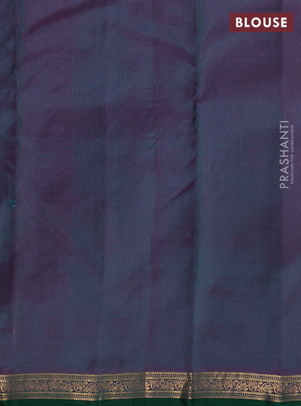 Pure kanchipuram silk saree green and purple with zari woven buttas and zari woven border