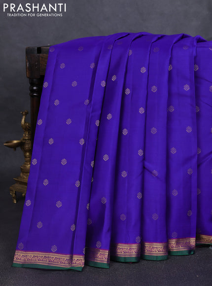 Pure kanchipuram silk saree royal blue and purple with zari woven buttas and zari woven border