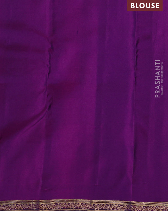 Pure kanchipuram silk saree royal blue and purple with zari woven buttas and zari woven border