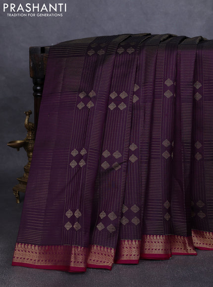 Pure kanchipuram silk saree jamun shade and pink with allover zari weaves and rich zari woven border