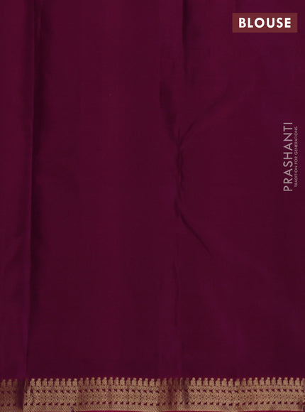 Pure kanchipuram silk saree jamun shade and pink with allover zari weaves and rich zari woven border