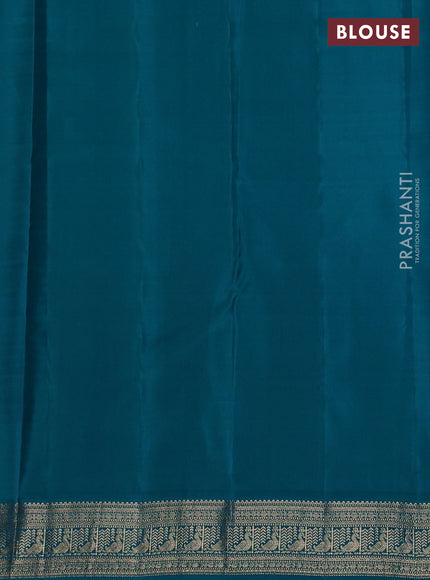 Pure kanchipuram silk saree lavender and teal green with zari woven buttas and rich zari woven border