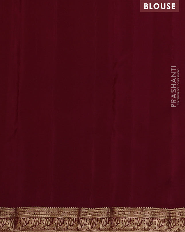 Pure kanchipuram silk saree pastel green and maroon with zari woven buttas and rich zari woven border
