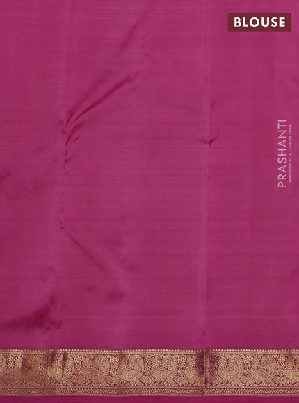 Pure kanchipuram silk saree peach shade and pink with allover zari woven buttas and zari woven annam border