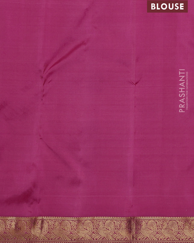 Pure kanchipuram silk saree peach shade and pink with allover zari woven buttas and zari woven annam border