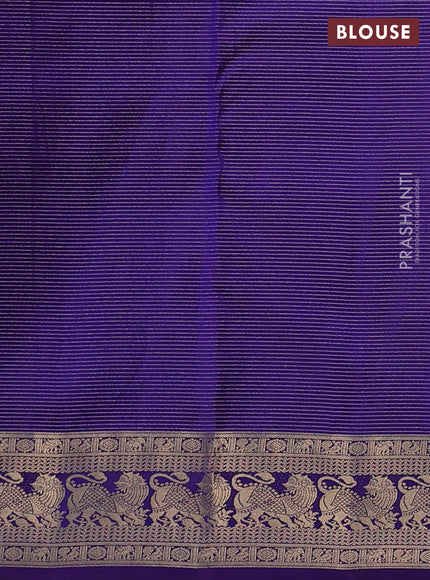 Pure kanchipuram silk saree blue and dual tone deep purple with allover vairaosi pattern & buttas and rich vansingaram zari woven border